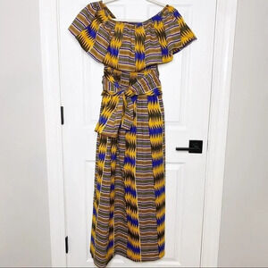 AFRICAN PRINT Off Shoulder Midi‎ Dress Size Small